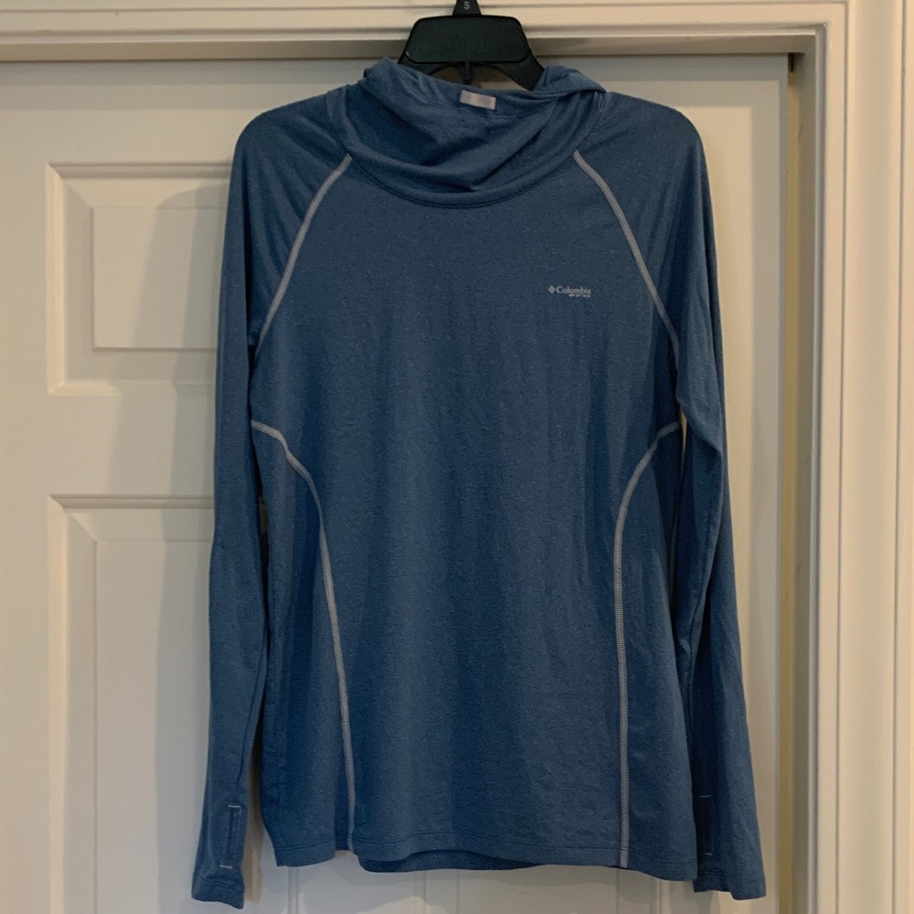 Columbia Blue Performance Hoodie Omni-shade sun protection